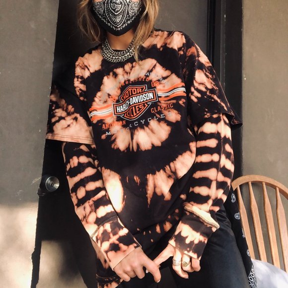 Other - SOLD * Harley Custom Spiral Bleach Dye Logo NJ Tee